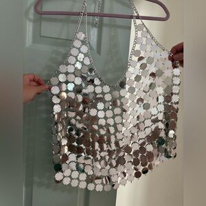 Sequin Bachelorette Top- Backless- See Through